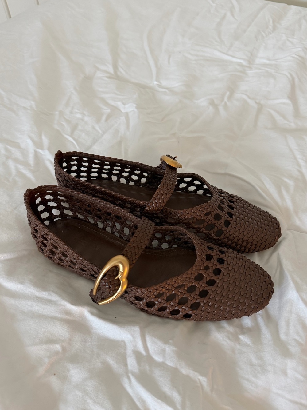 Larroude Verona New Macrame Mary-Jane Flats Brown